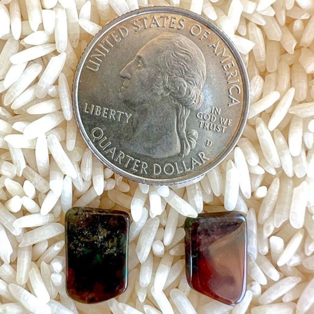 Vintage Natural Bloodstone Heliotrope Jasper Earrings - Picture 7 of 8